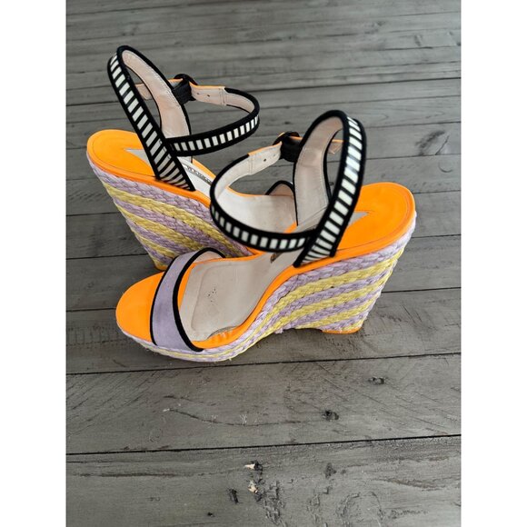 Sophia Webster Multicolor Suede Patent Leather Espadrille Wedges Size 38 - Picture 11 of 15